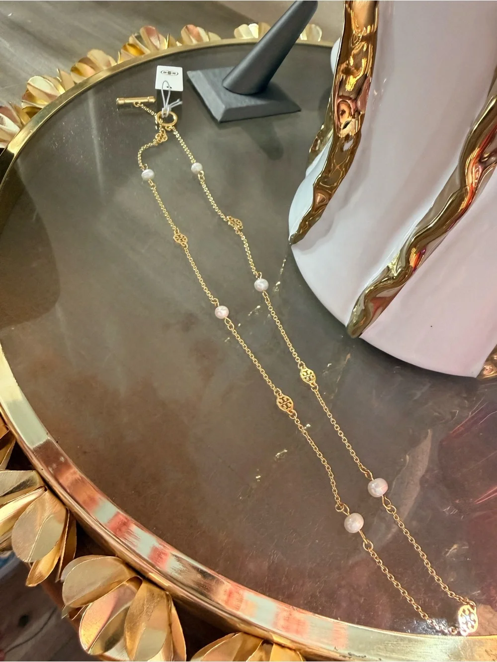 Tory Burch Gold-Tone Pearl Station Long Necklace